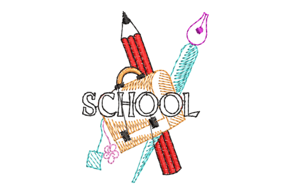 Classic School Supplies Embroidery Design Guide
