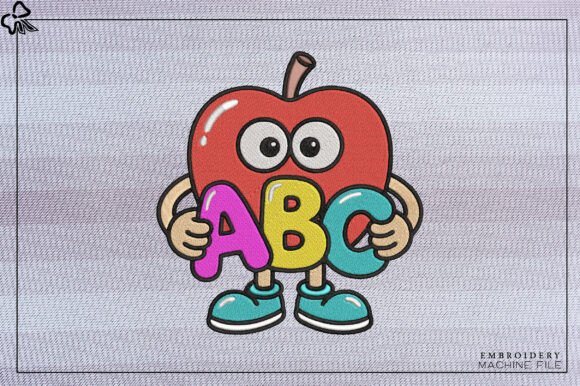 Kids ABC Apple Embroidery Design