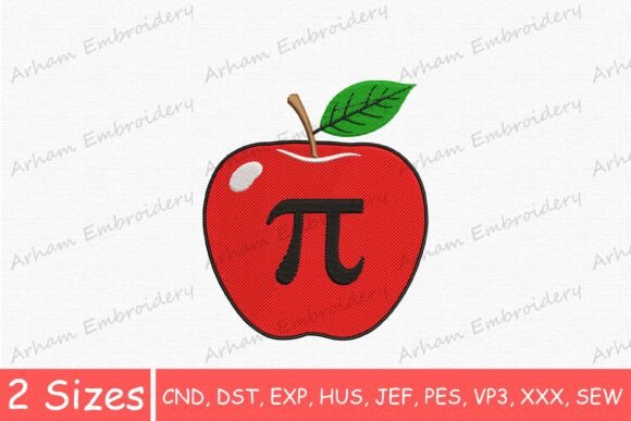 Red Apple with Pi Embroidery: The Perfect Blend of Math, Style, and Teacher Pride