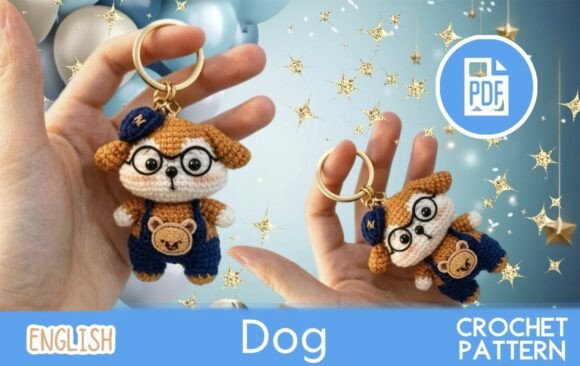 Stylish Crochet Dog Keychain Amigurumi PDF