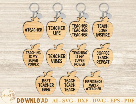 Teacher Apple Keychain SVG Bundle