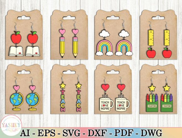 Teacher Earrings SVG Bundle: Laser-Crafting Guide