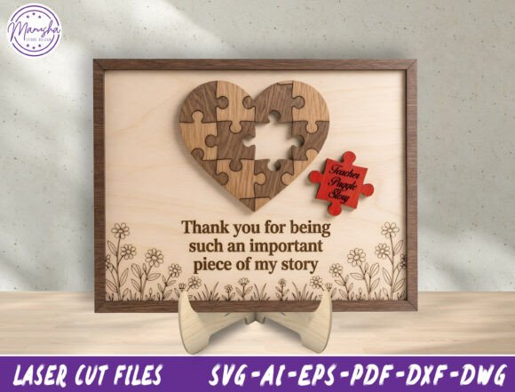 Teacher Puzzle Sign Laser Cut File SVG