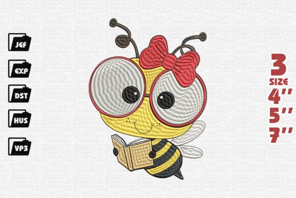 The Perfect Blend of Whimsy and Wisdom: Why the Cute Reading Bee Embroidery Design is a Must-Have